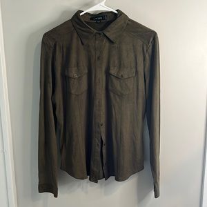 Green button down shirt